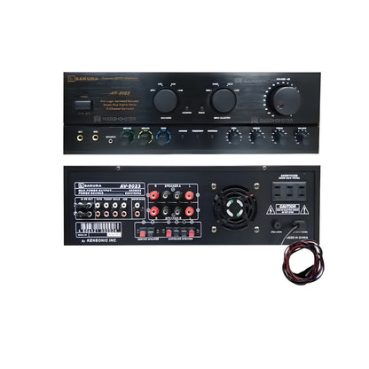 Sakura AV-5023 home karaoke amplifier featuring multiple input options and volume controls