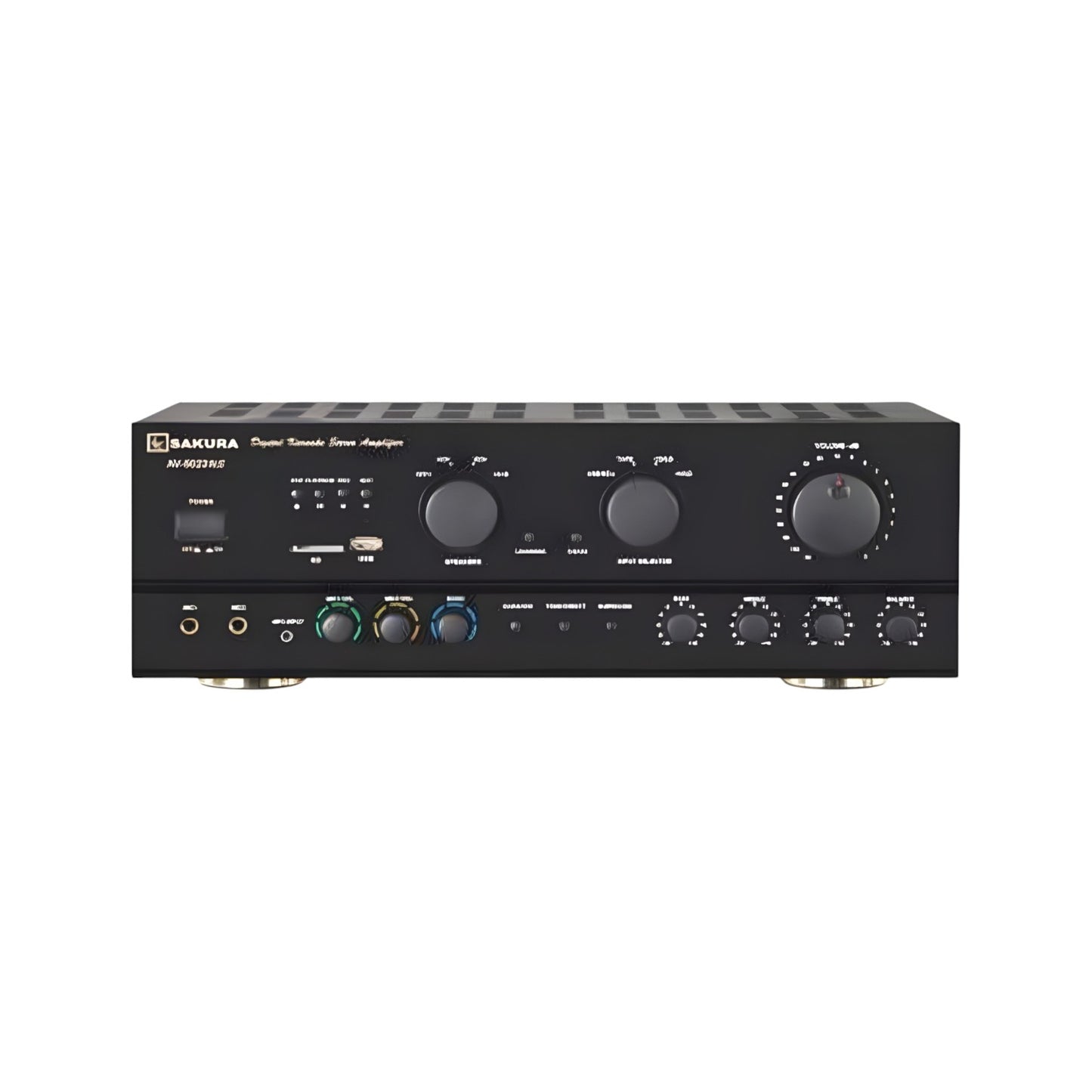 Sakura USB SD port home theater amplifier with multiple knobs and audio inputs for enhanced sound experience