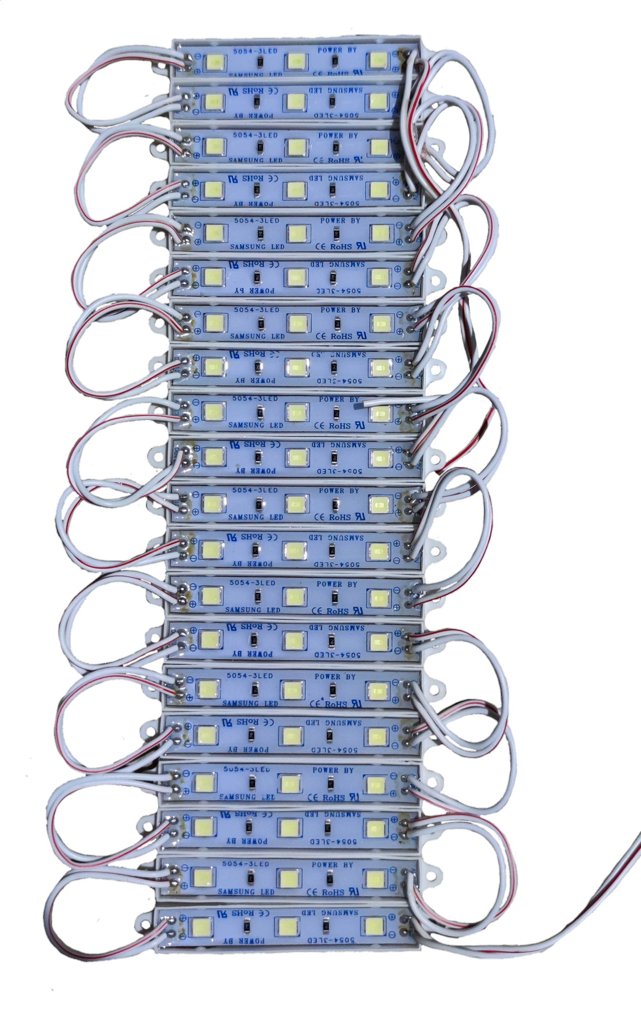 12V LED module daylight 6500K blue circuit board with multiple bright LED chips and white connecting wires