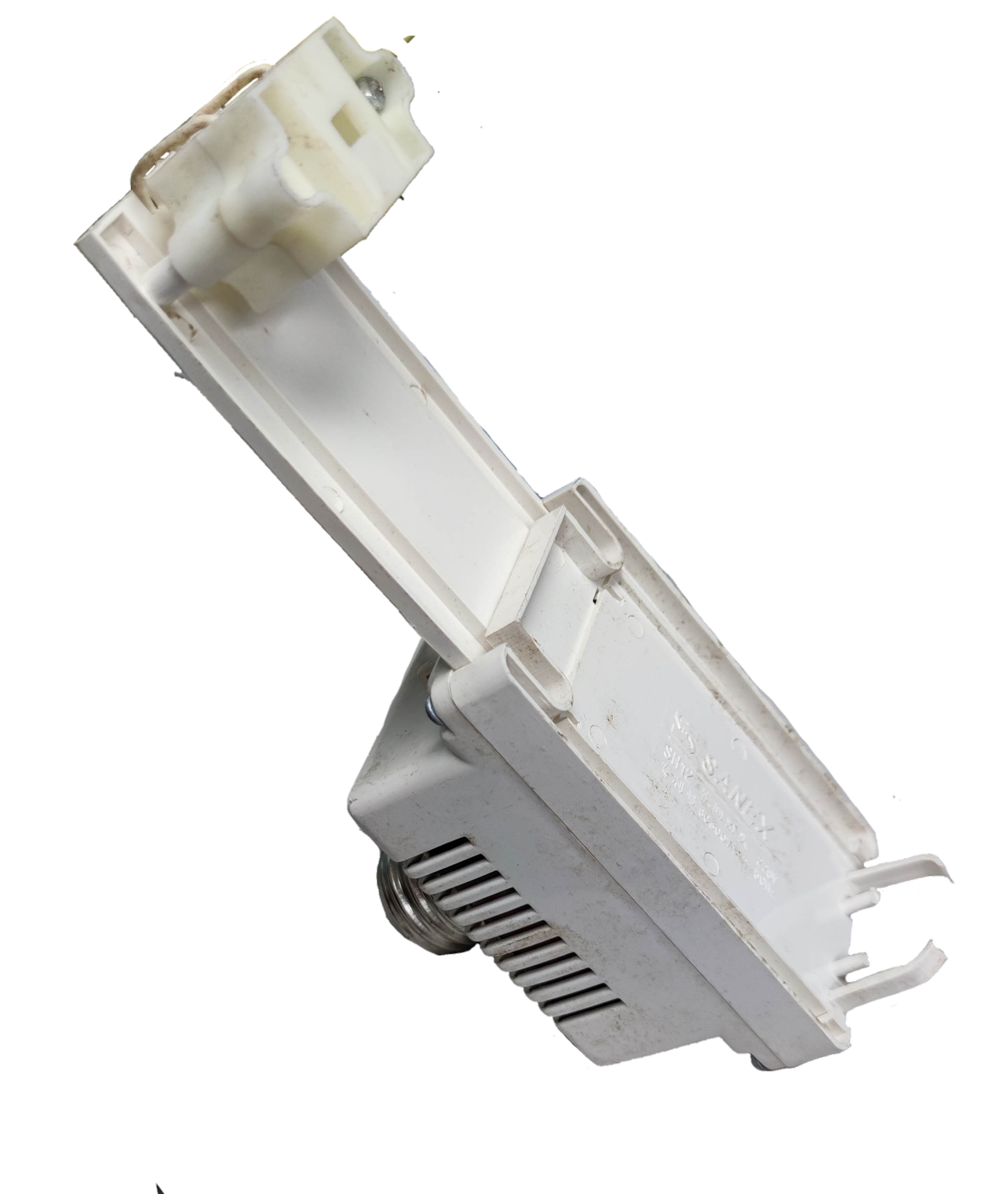 White PLC Adaptor to E27 5W-11W lighting installation accessory from China on black background
