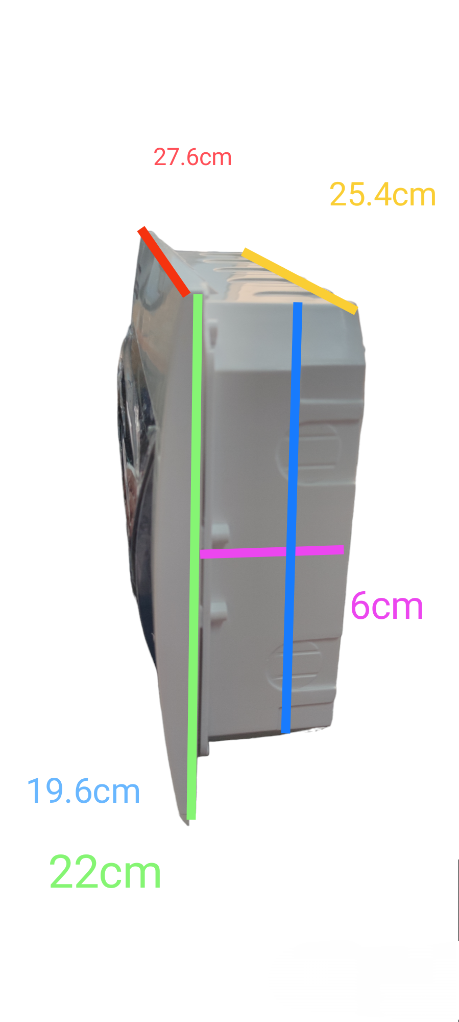 Sassin 12 Ways Panel Board Recessed showing side dimensions in centimeters for electrical circuitry parts