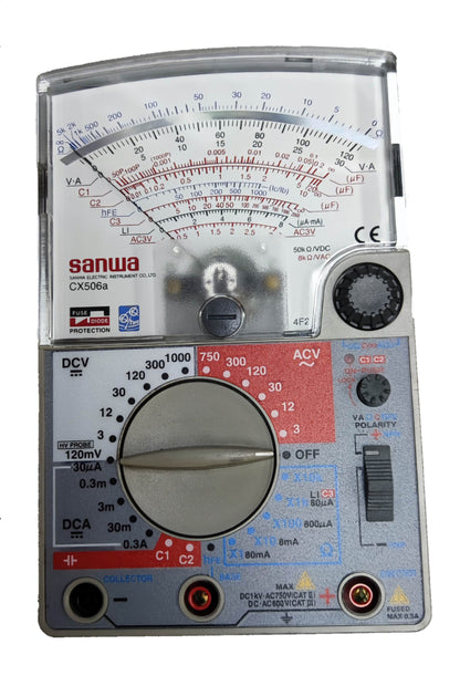Sanwa Analog Multi-Tester Capacitance Tester model CX506a with dial and measurement scales