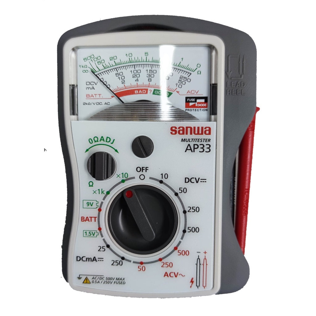 Sanwa Analog Pocket Tester AP-33 500V AC or DC 250mA DC Ampere Made in ...