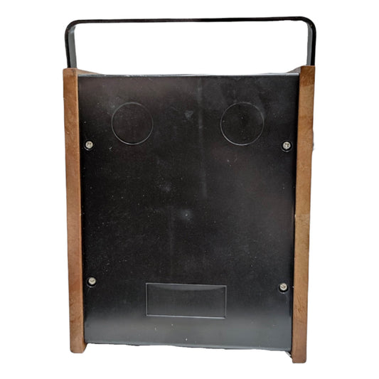 Black metal sign holder with wooden frame on a white background Sanwa Automatic Cut-Out Multi Tester Vintage Multi Power Tester N-301 (For Display on your Collection)
