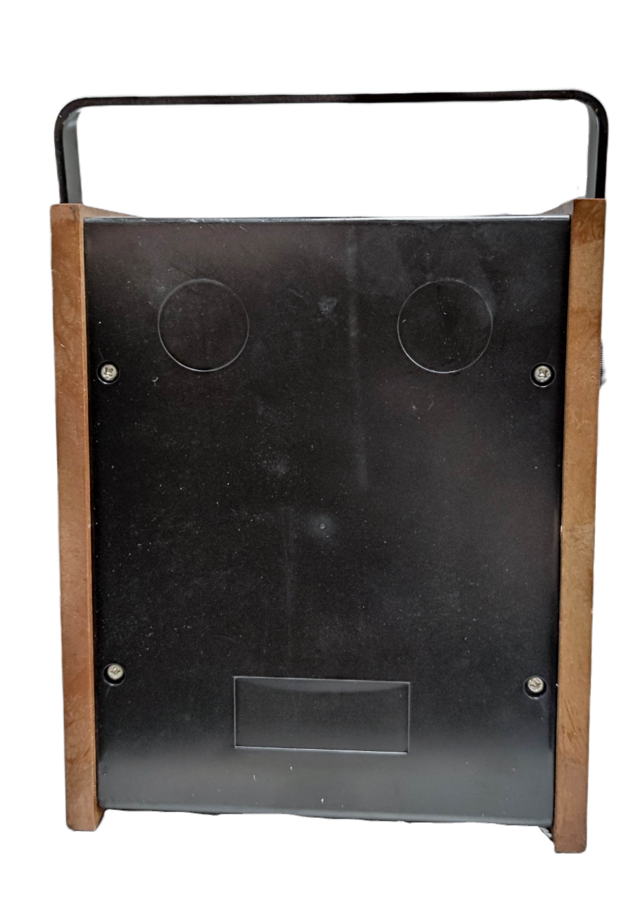 Back view of Sanwa Automatic Cut-Out Multi Tester with black panel and wooden side grips