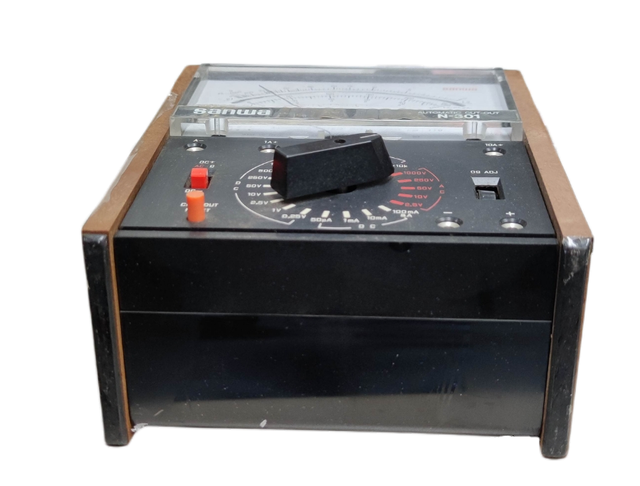 Sanwa Automatic Cut-Out Multi Tester electrical tool with analog display and rotary dial for testing circuits