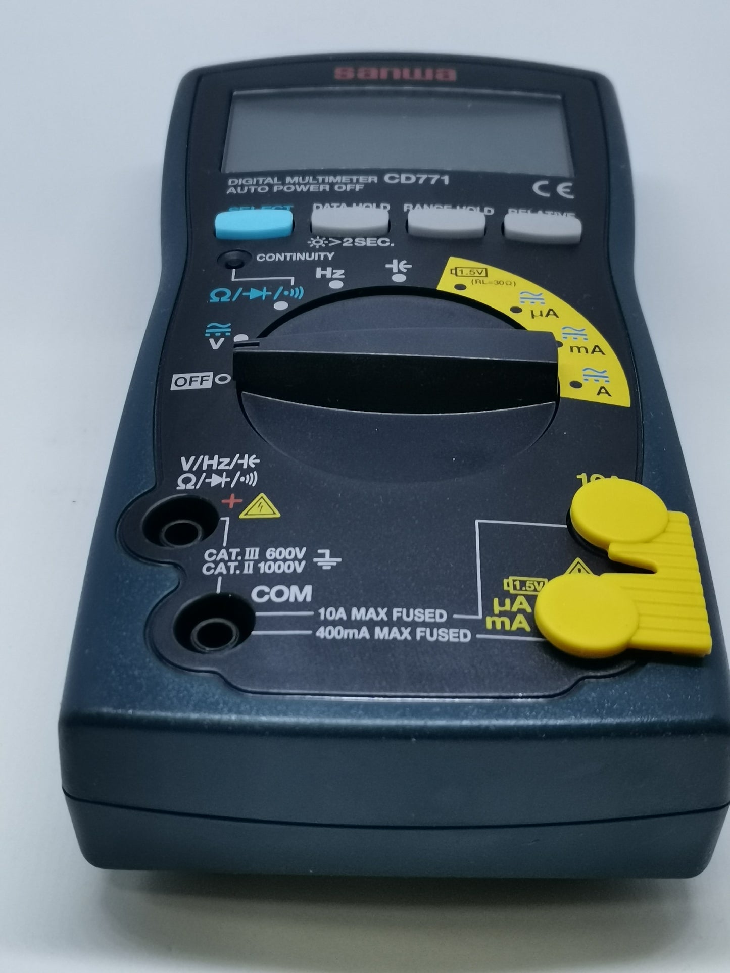 Sanwa CD771 Digital Multimeter electrical trade tool with rotary dial and test ports for measuring voltage and current