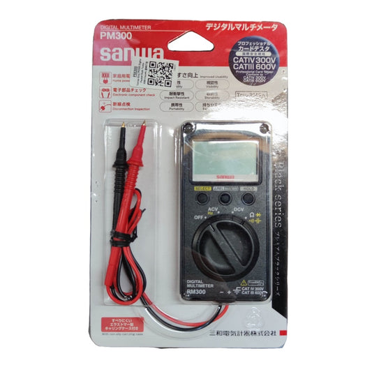 SANWA Digital Pocket Tester PM300 with red and black probe leads for precise electrical measurements