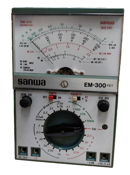 Sanwa Electrotester Solid State Tester EM-300 FET electrical trade tool with analog display and measurement dial