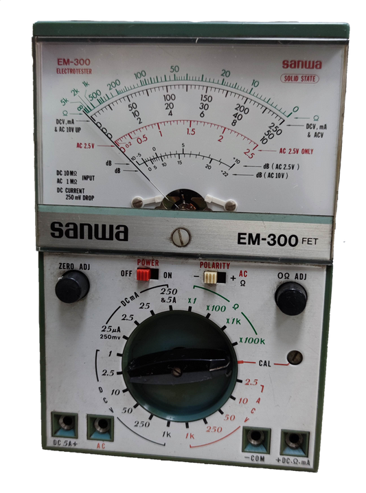 Sanwa Electrotester Solid State Tester EM-300 FET electrical trade tool with analog display and measurement dial