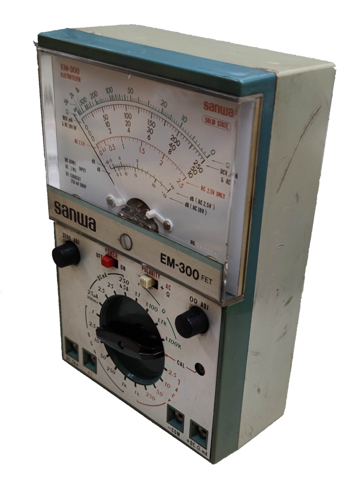 Sanwa Electrotester Solid State Tester EM-300 with analog display and rotary dial for electrical testing