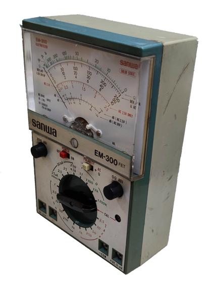 Sanwa Electrotester Solid State Tester EM-300 with analog display and rotary dial for electrical testing