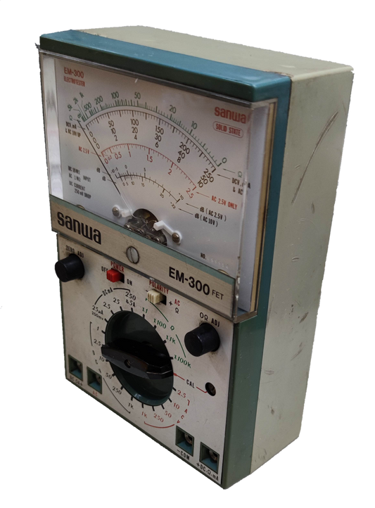 Sanwa Electrotester Solid State Tester EM-300 with analog display and rotary dial for electrical testing