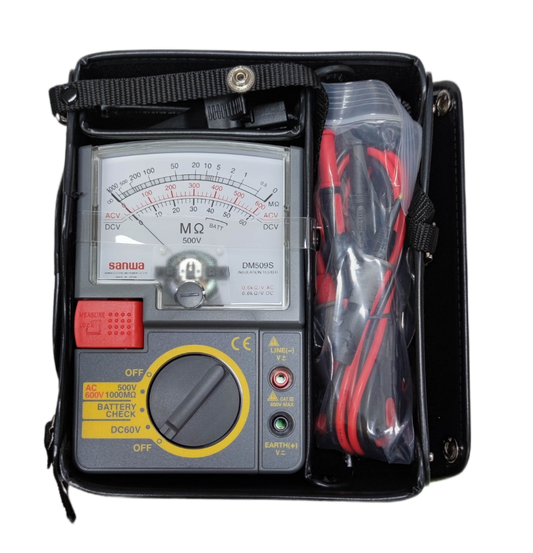 Sanwa Insulation Resistance Tester DM509S with analog display and test leads in carrying case