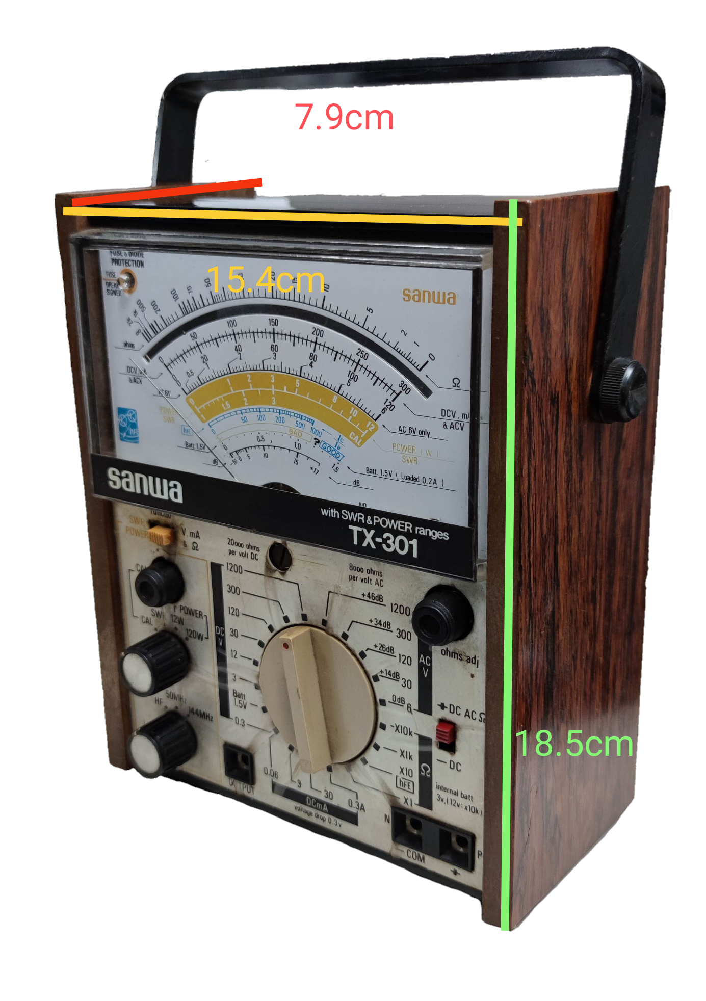 Sanwa Multi Power Tester TX-301 with Fuse Protection electrical trade tool with analog display and control knobs