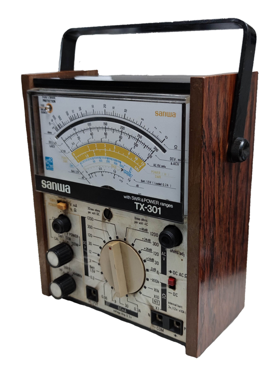 Sanwa Multi Power Tester TX-301 with Fuse Protection electrical trade tool with analog display and wooden side panels