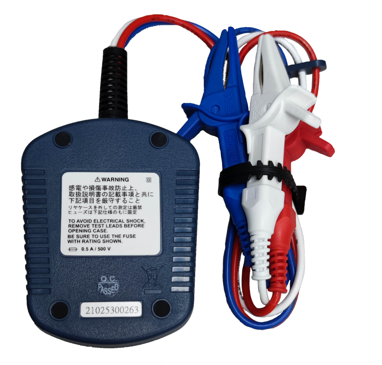 Sanwa Phase Detector KS1 electrical trade tool with test leads and alligator clips in blue red and white