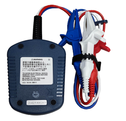 Sanwa Phase Detector KS1 electrical trade tool with test leads and alligator clips in blue red and white