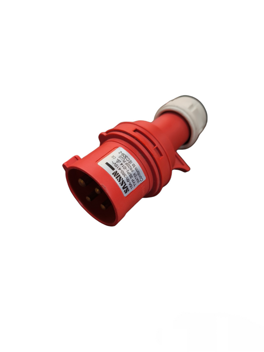 Sassin 16A Industrial Plug in red for heavy-duty electrical connections and circuitry