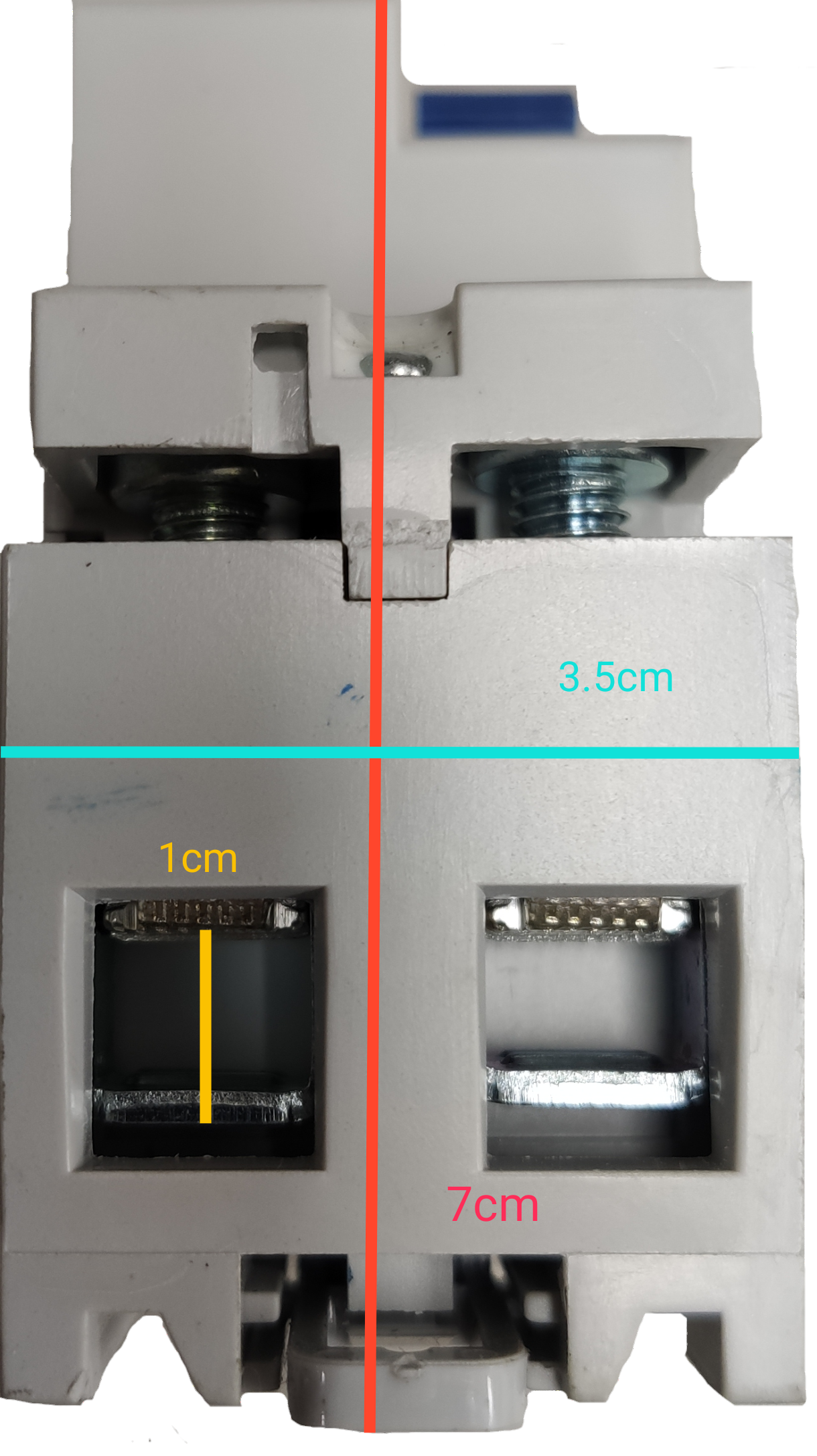 Sassin 2Pole 30ma RCCB Breaker white electrical component with dimensions shown