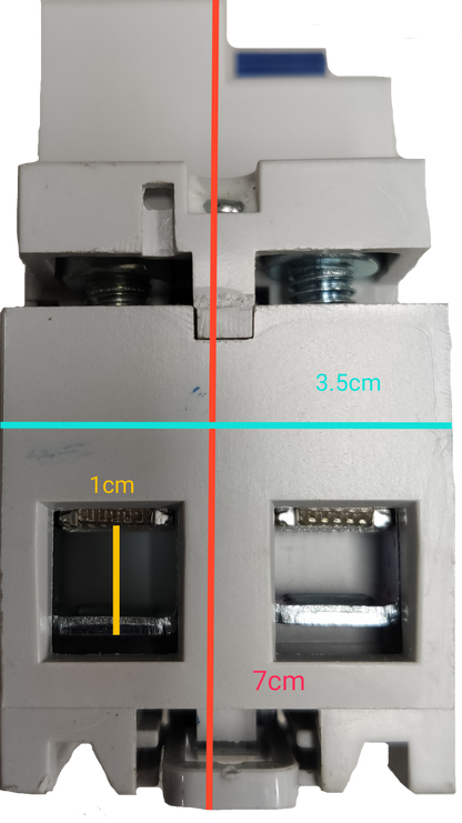 Sassin 2Pole 30ma RCCB Breaker white electrical component with dimensions shown