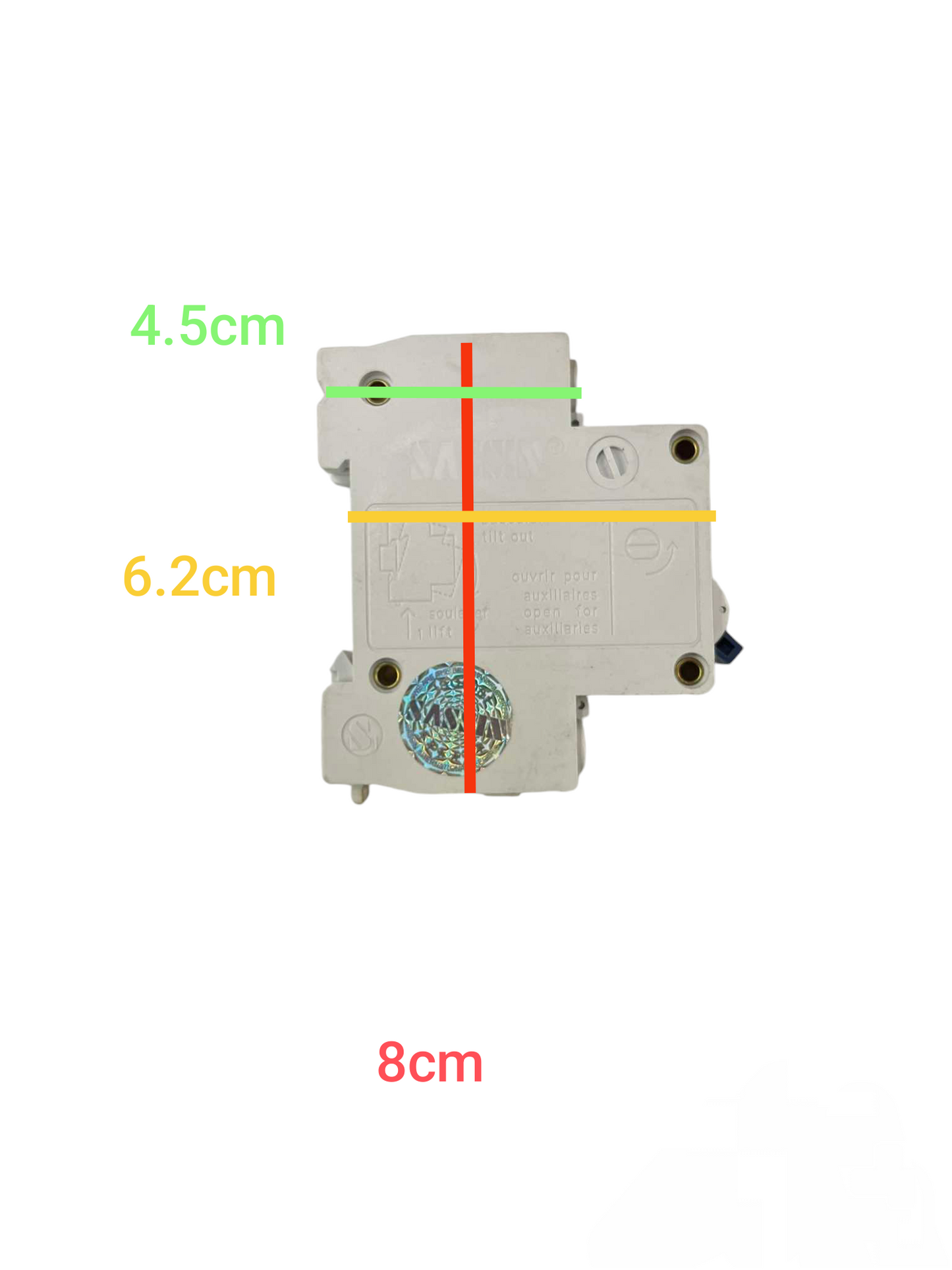 Sassin 3A 1Pole Miniature Circuit Breaker 6KAIC with dimensions 8cm by 6.2cm by 4.5cm electrical component