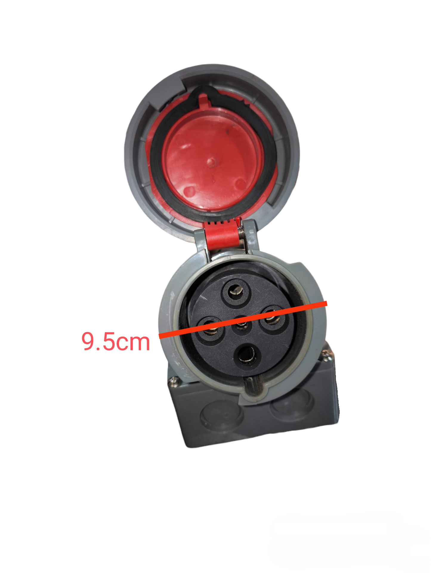 Sassin 4 Pins Industrial Outlet Wall Type with protective red cover for secure electrical connections