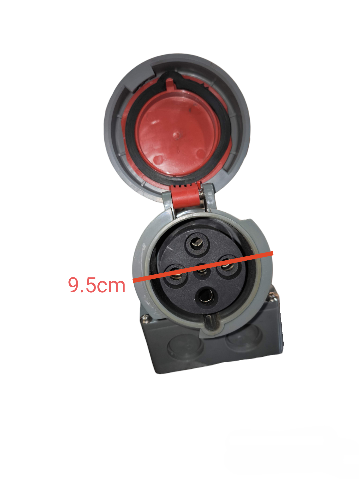 Sassin 4 Pins Industrial Outlet Wall Type with protective red cover for secure electrical connections