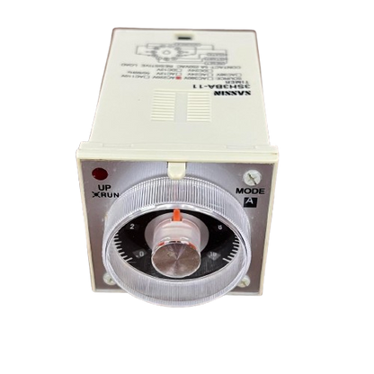 Sassin multi range timer relay with front rotary dial mode A switch and UP RUN LED Multi Range Timer 0-10 Sec 0-5 Sec