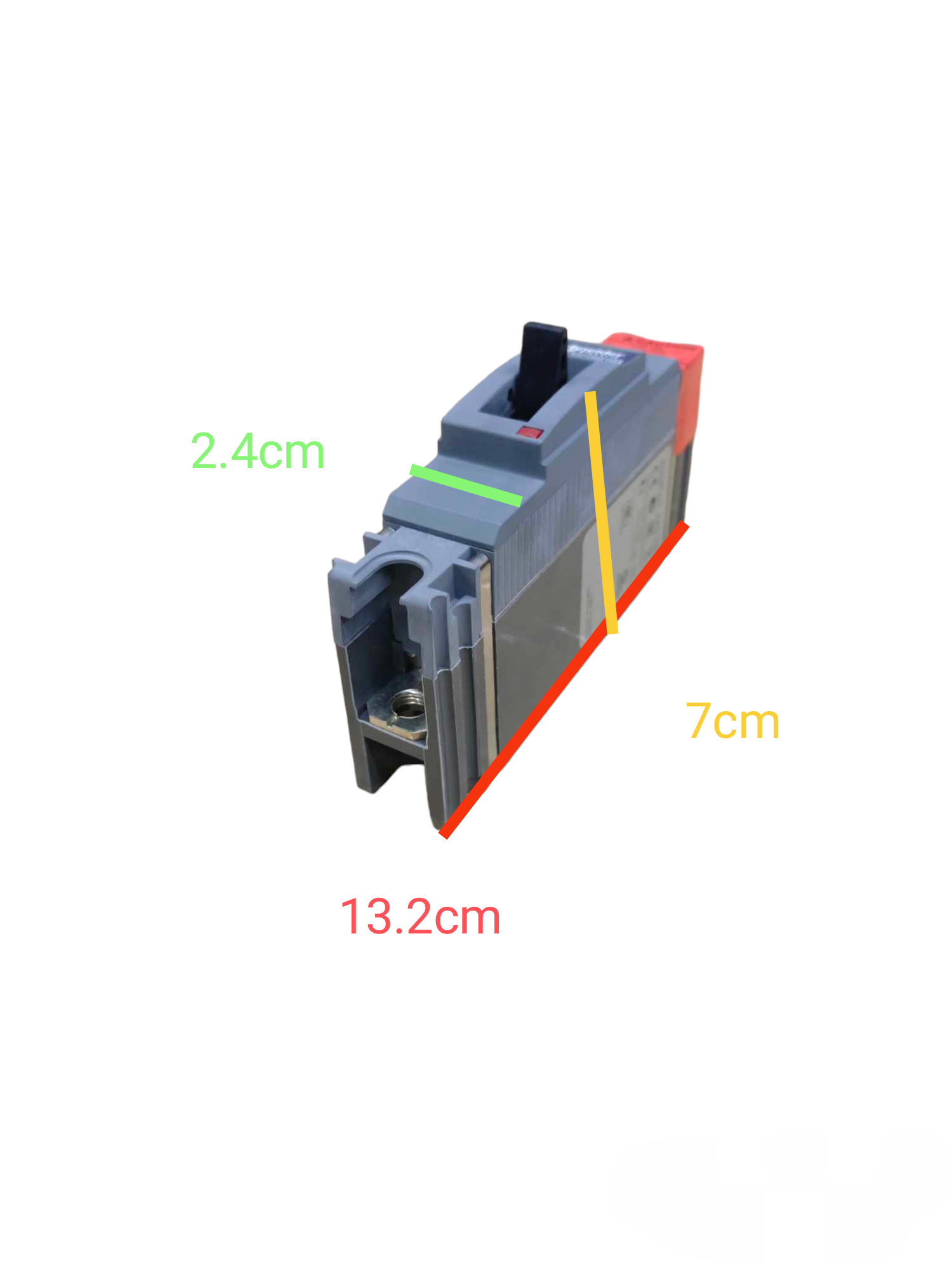Schneider 100A 1 Pole Industrial Circuit Breaker with compact design and dimensions shown
