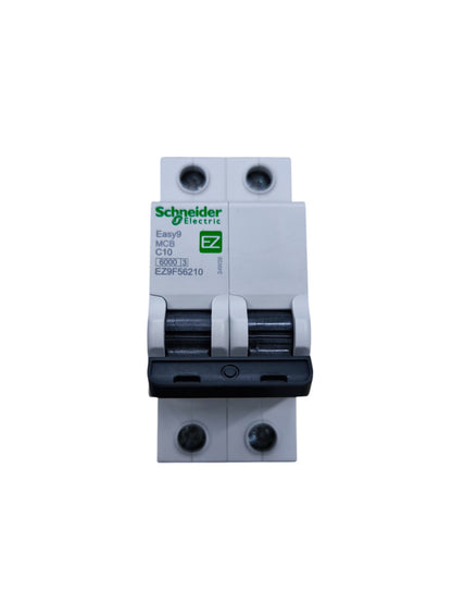 Schneider 10A 2 pole miniature circuit breaker for electrical protection in residential and commercial circuits