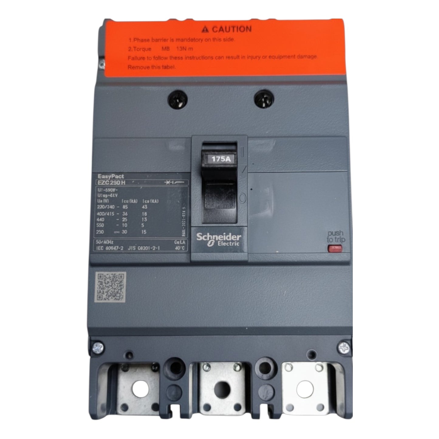 Schneider 175A 3 Pole Industrial Circuit Breaker 250AF 36KAIC 415V MCCB Easy Pact EZC250H3175