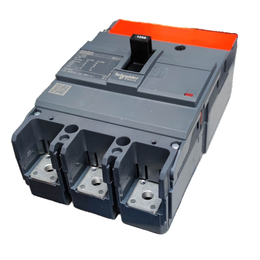 Schneider 125A 3 Pole Industrial Circuit Breaker with durable casing and easy-to-use toggle switch