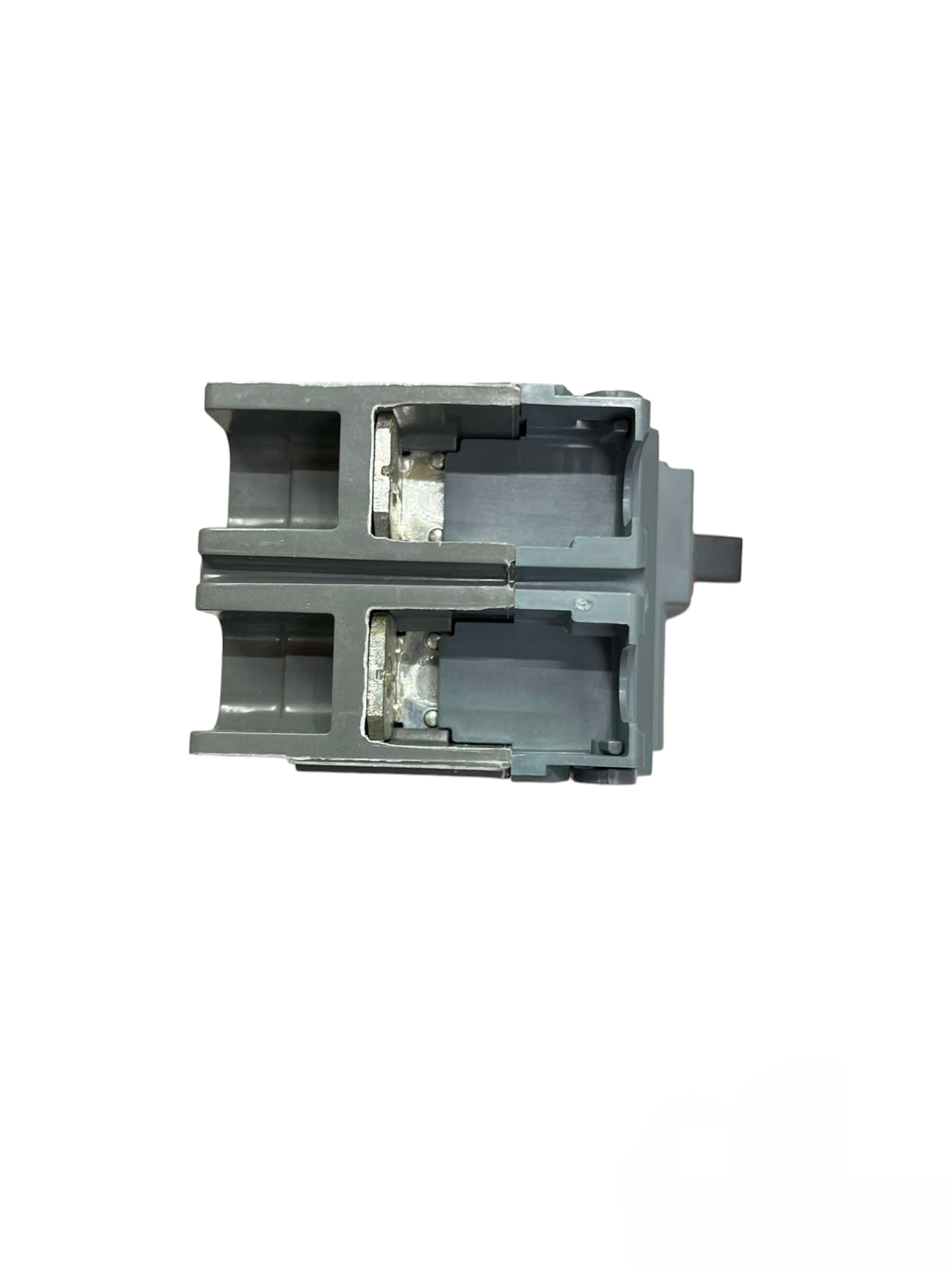 Schneider 15A 2P Industrial Circuit Breaker 50KAIC gray two pole internal housing module top view