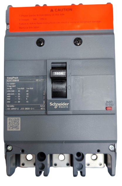 Schneider 160A 3 Pole Industrial Circuit Breaker EasyPact EZC250H electrical component