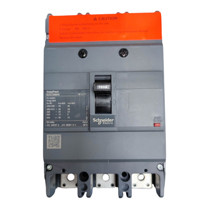 Schneider 160A 3 Pole MCCB Industrial Circuit Breaker 250AF 36KAIC 415V Easy Pact EZC250H3160