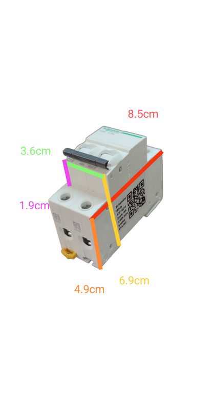 Schneider 16A Miniature Circuit Breaker 6KAIC with dual-pole design and compact dimensions