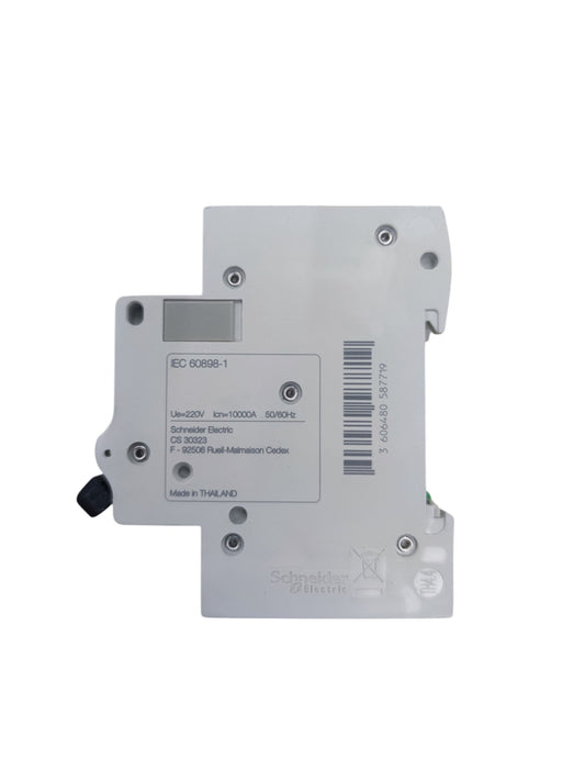 Schneider 20A 2 pole circuit breaker 220V electrical component with white casing and barcode