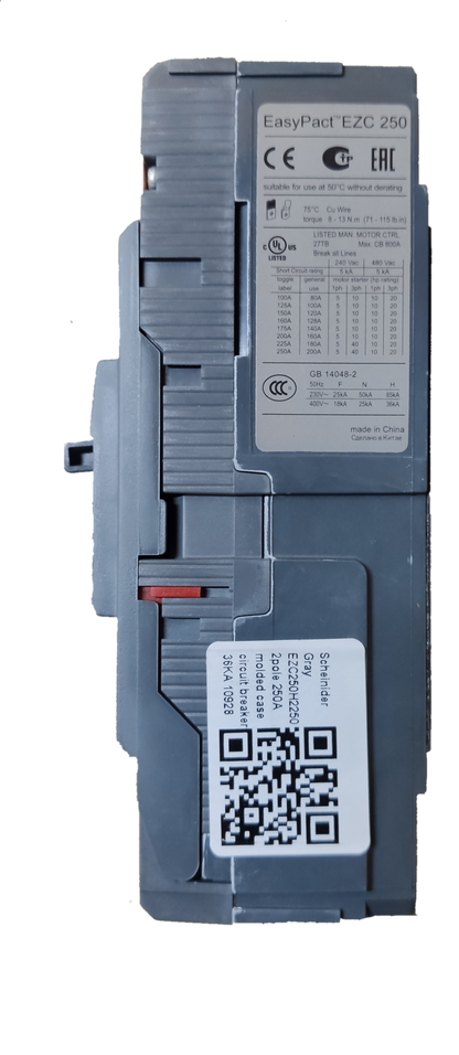 Schneider 250A 2 Pole Breaker Industrial Easy Pact electrical circuitry part with label and QR code