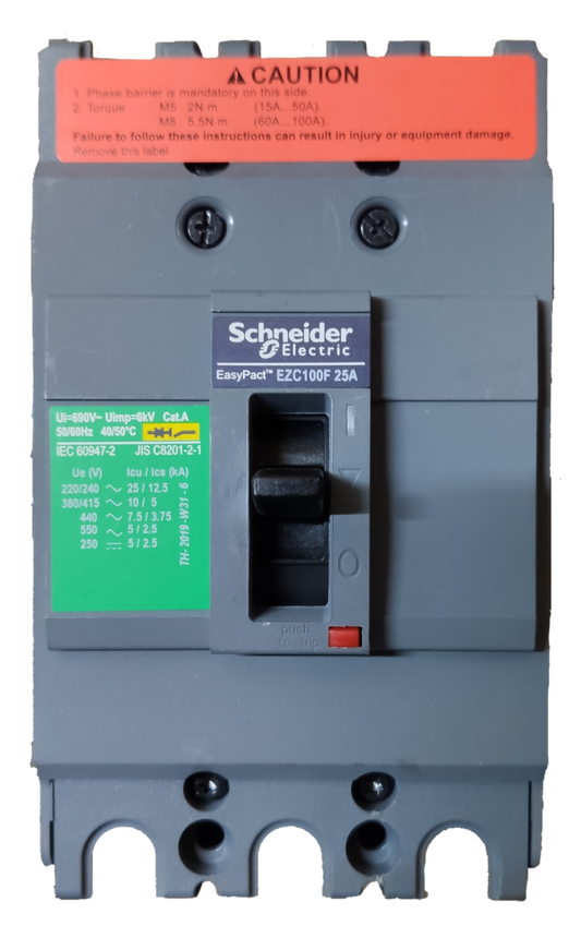 Schneider 25A 3 Pole Industrial Circuit Breaker with EasyPact design for electrical safety