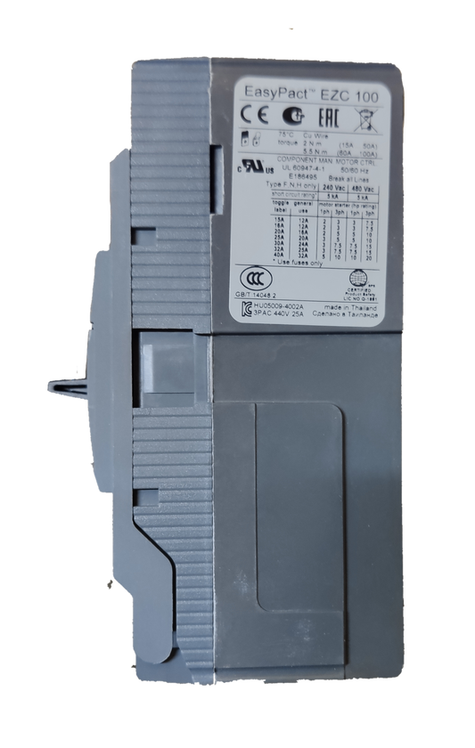 Schneider 25A 3 Pole Industrial Circuit Breaker EasyPact EZC 100 gray electrical component