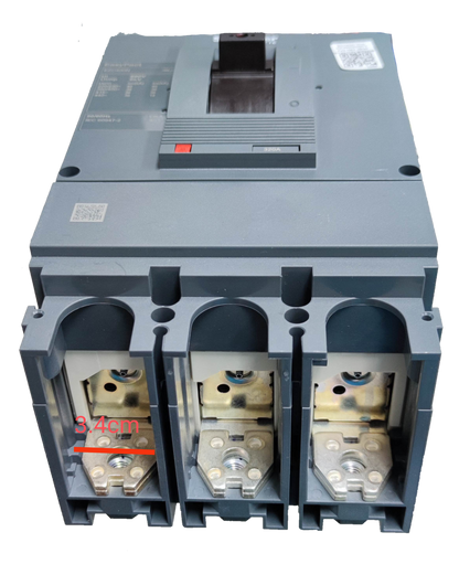 Schneider 320A 3 Pole Industrial Circuit Breaker with gray casing and heavy-duty metal terminals