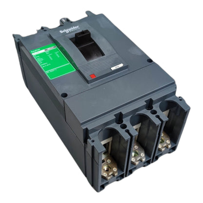 Schneider 600A 3 Pole Industrial Circuit Breaker with Durable Enclosure and Clear Reset Switch