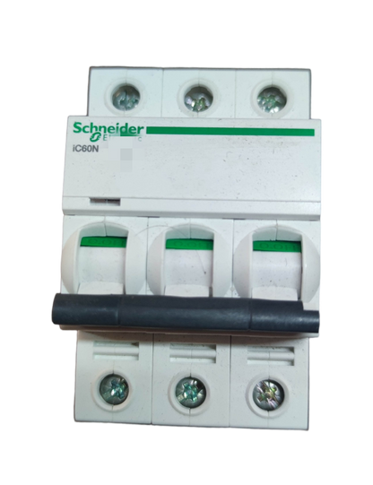 Schneider 63A Miniature Circuit Breaker 3 Pole electrical protection device with white casing