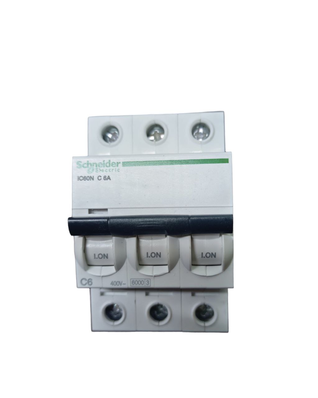 Schneider 6A 3 pole miniature circuit breaker in white for electrical protection