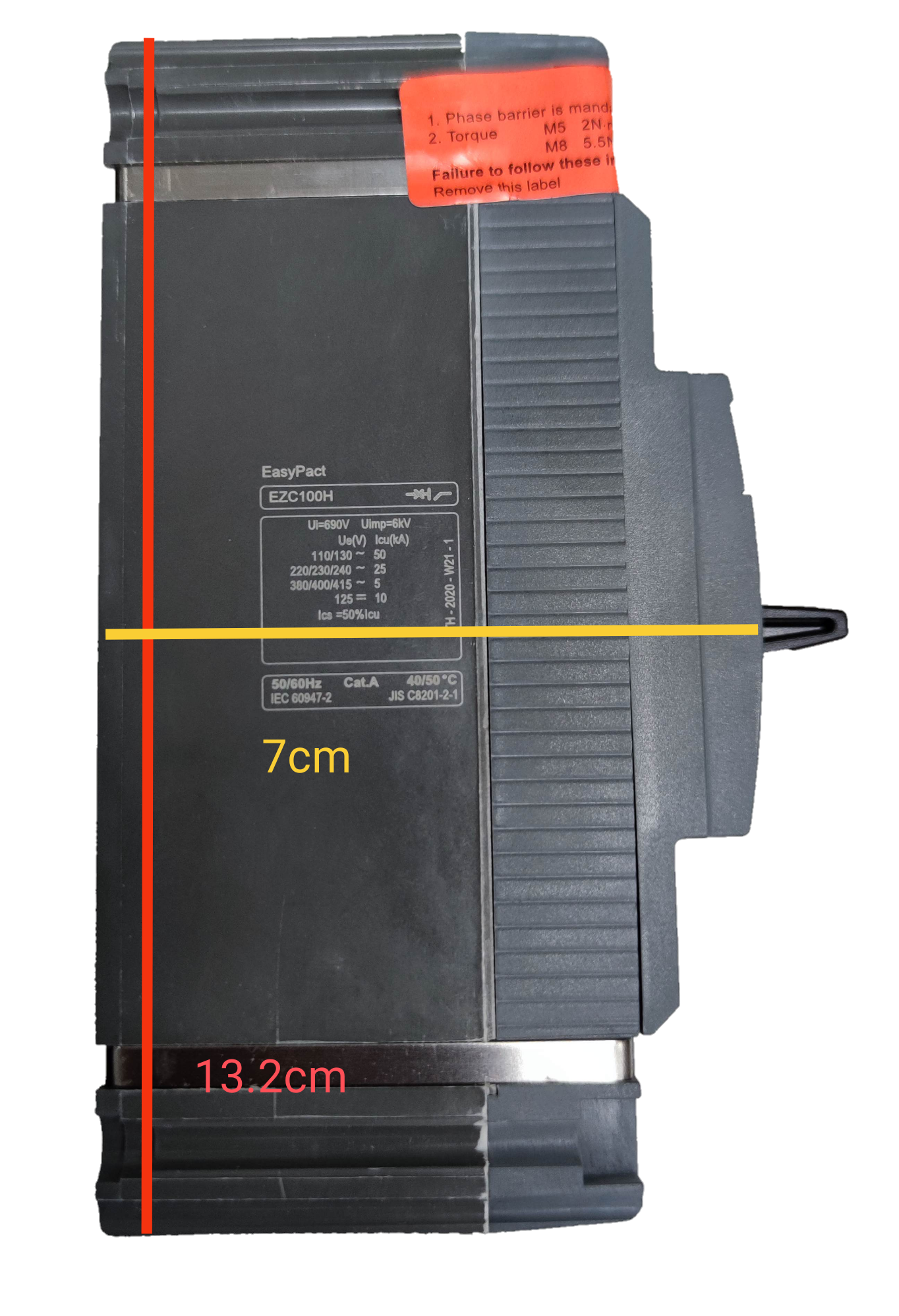 Schneider 75A 1 Pole Industrial Circuit Breaker with EasyPact design and compact dimensions