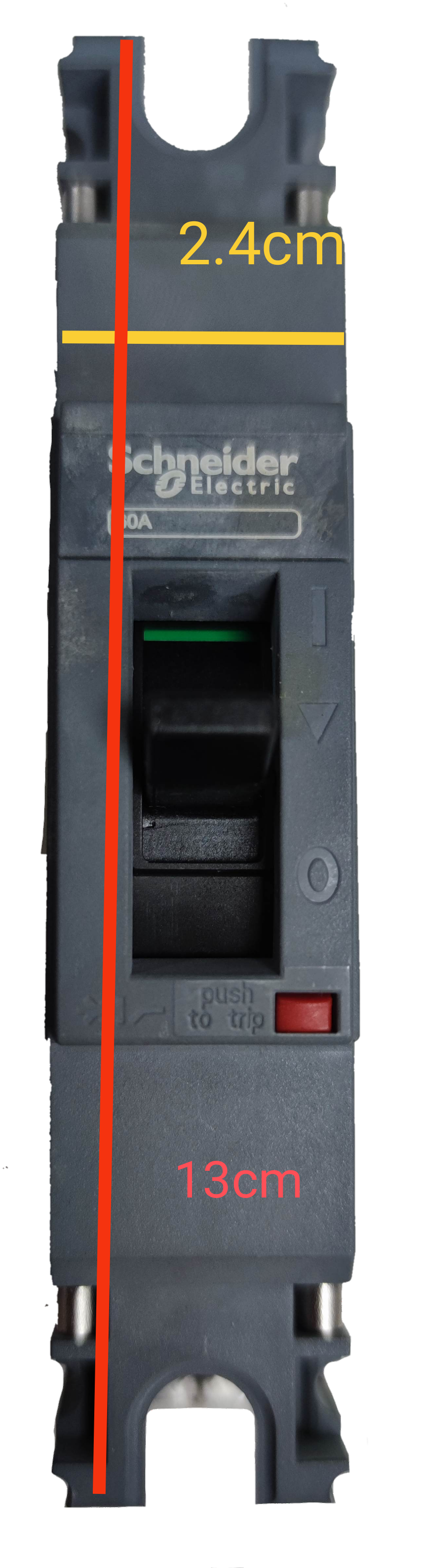 Schneider 75A 1 Pole Industrial Circuit Breaker with compact design and switch lever