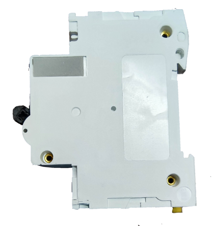 Schneider 80A 2 pole circuit breaker electrical component with white casing and mounting holes