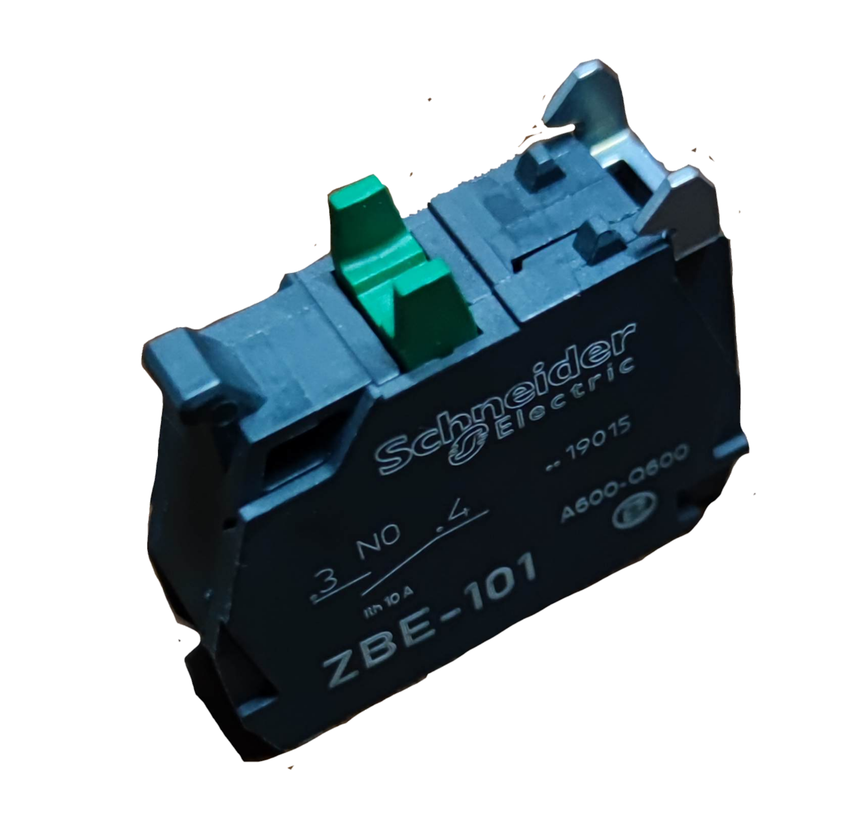 Schneider auxiliary contact block ZBE-101 with green switch for power points and switches