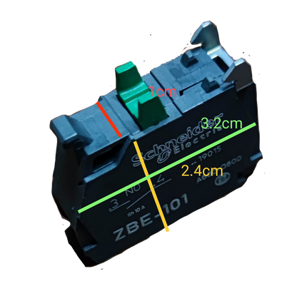 Schneider auxiliary contact block ZBE 101 black compact electrical component with green actuator